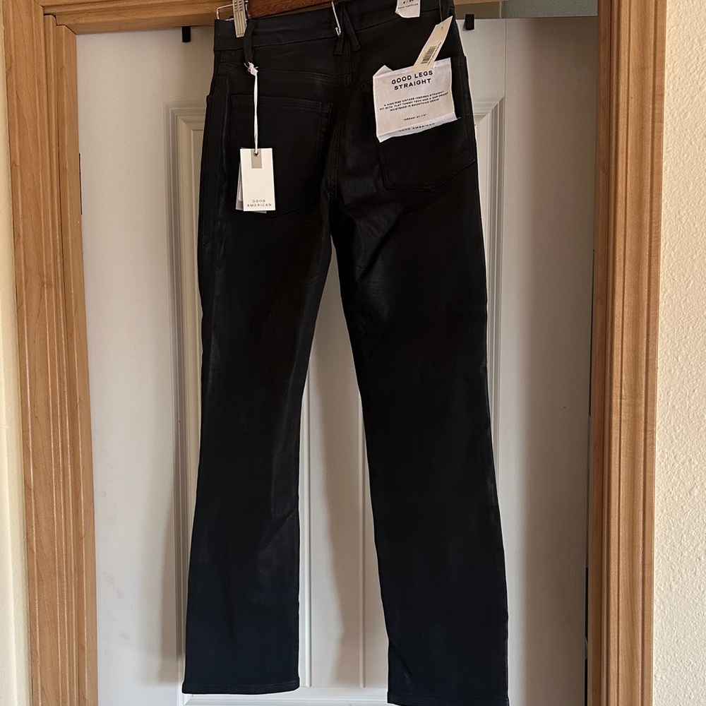 Good American Black Straight Leg Jeans.